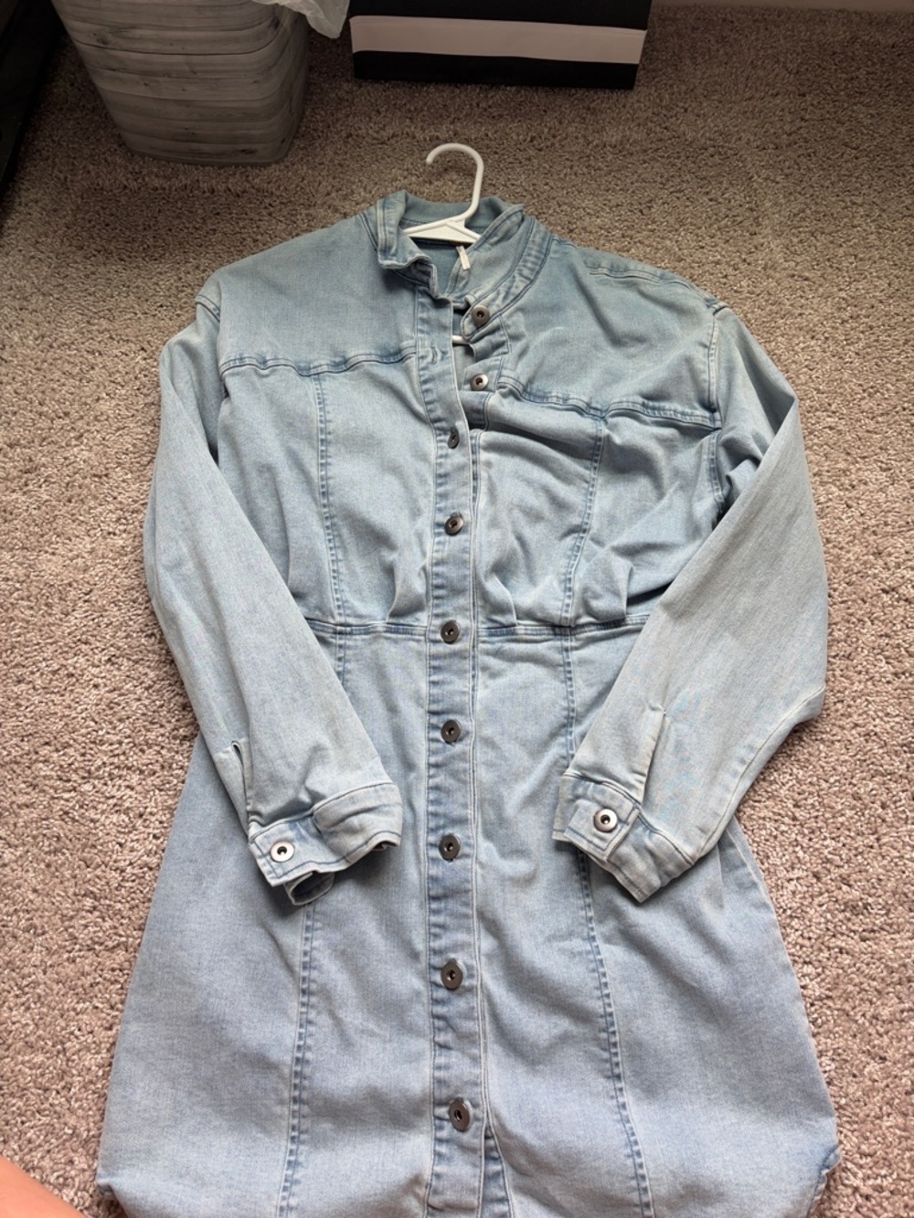 Free People Light Blue Denim Button-Front Mini Dress